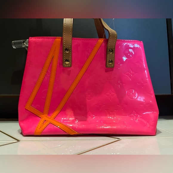 Vintage Pink and orange Vernis Louis Vuitton handbag x Robert Wilson. Authentic - Picture 3 of 11